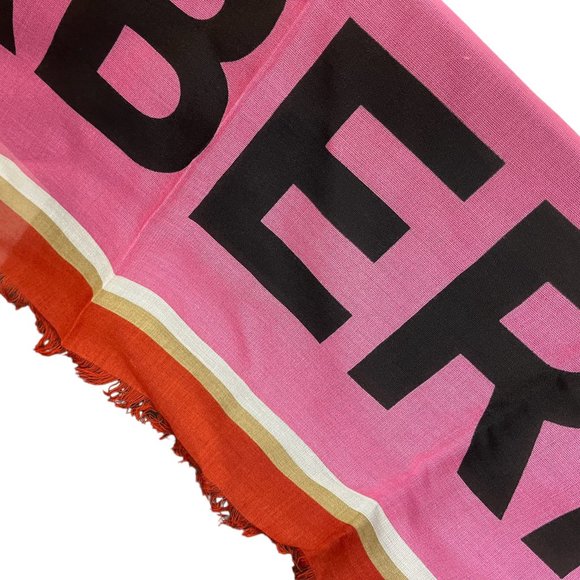 Burberry Box Text Modal Scarf Shawl Pink New, 135cm X 135cm - Picture 7 of 9